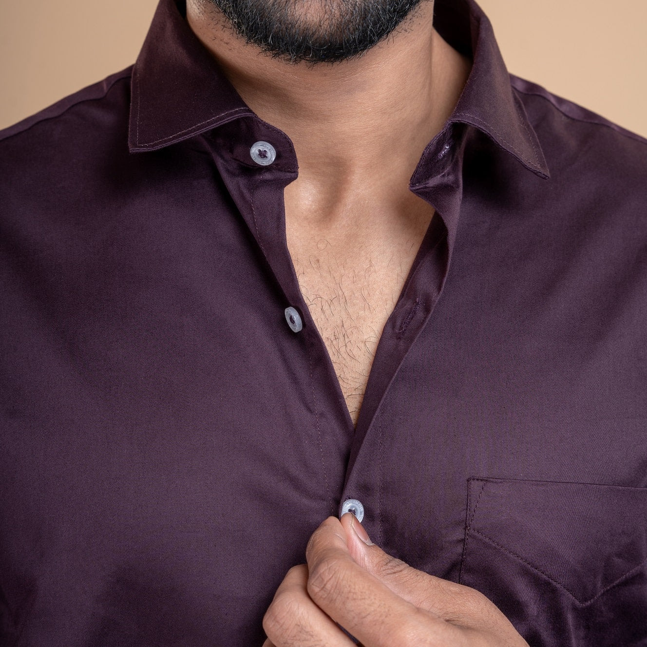 Men’s Burgundy Satin Weave Shirt For Men By TFC