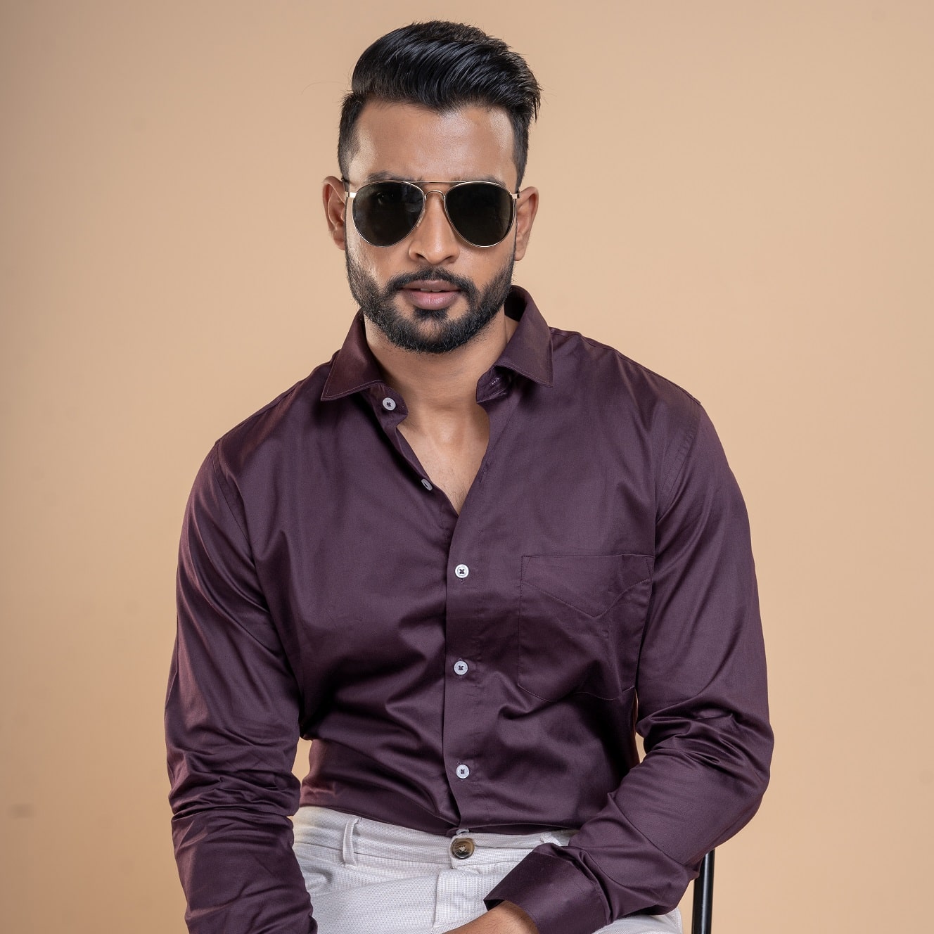 Regular Fit Burgundy Formal Shirt For Men By TFC
