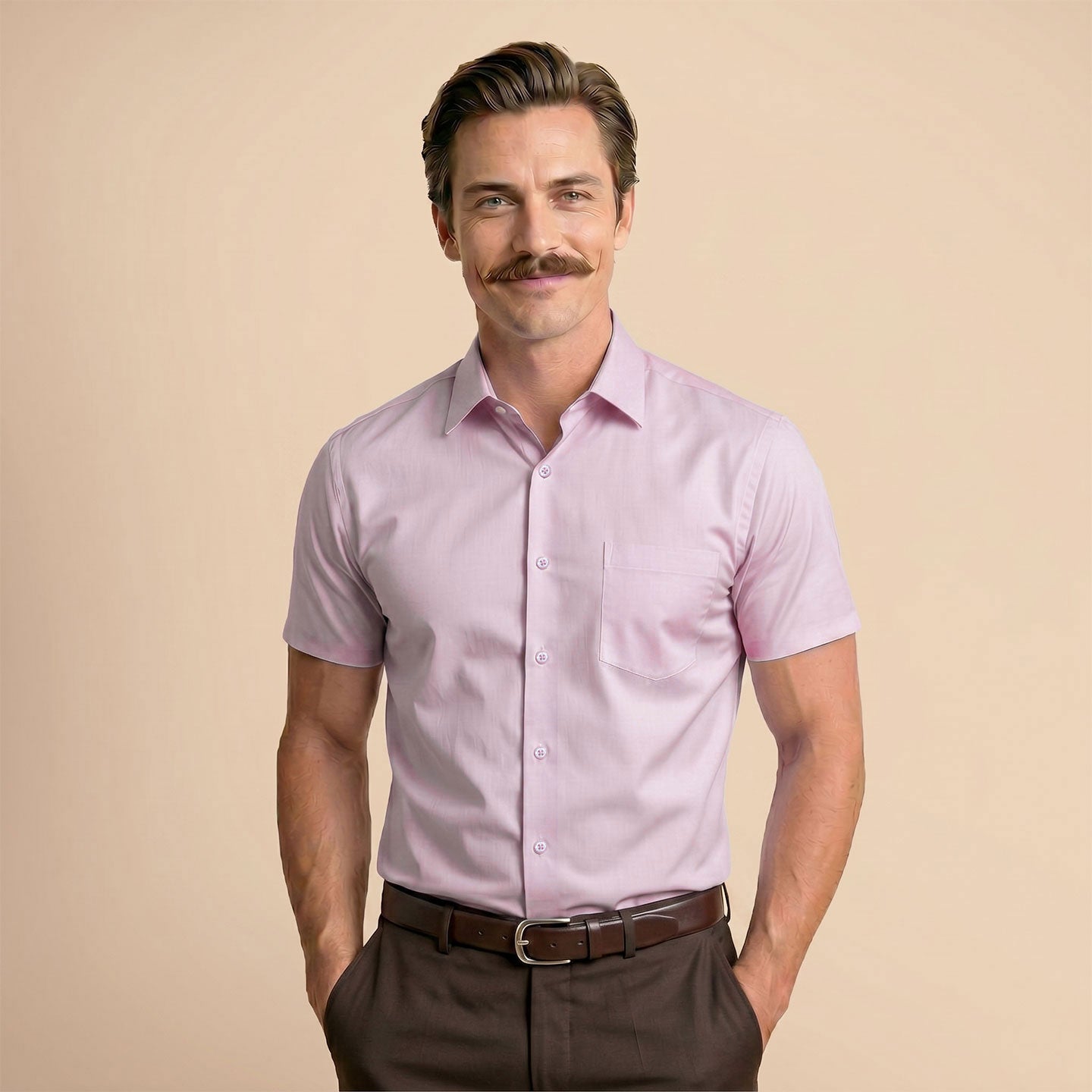 Ashley Half Sleeves Giza Cotton Shirt In Dusty Rose