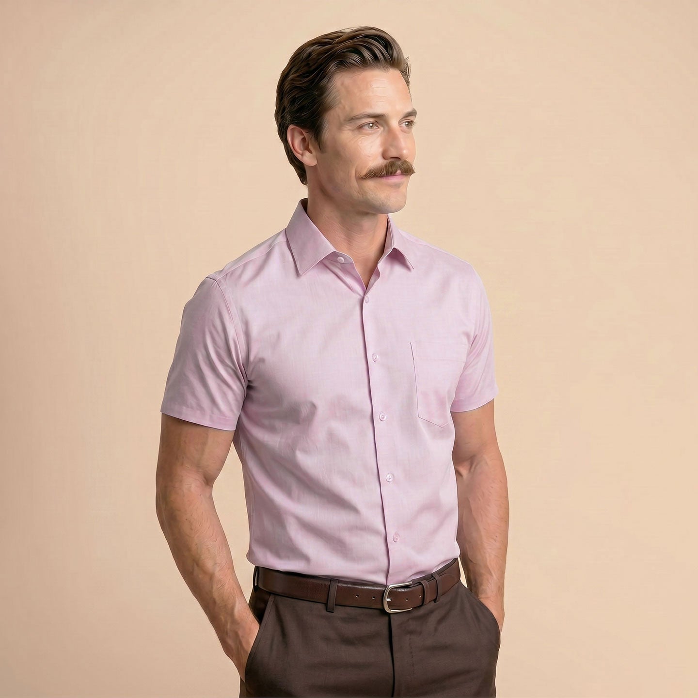 Ashley Half Sleeves Giza Cotton Shirt In Dusty Rose