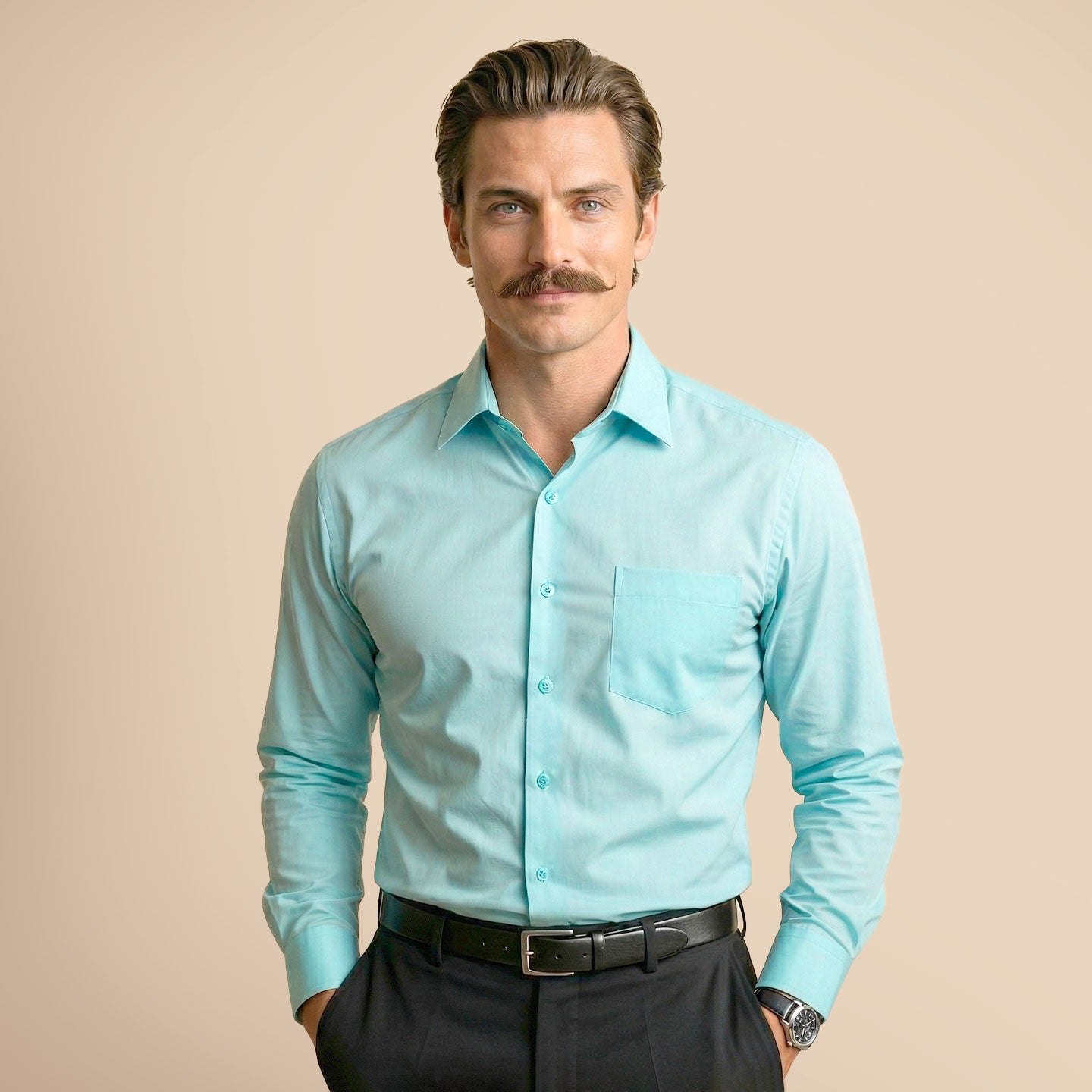 Cambridge Giza Cotton Shirt In Fresh Aqua