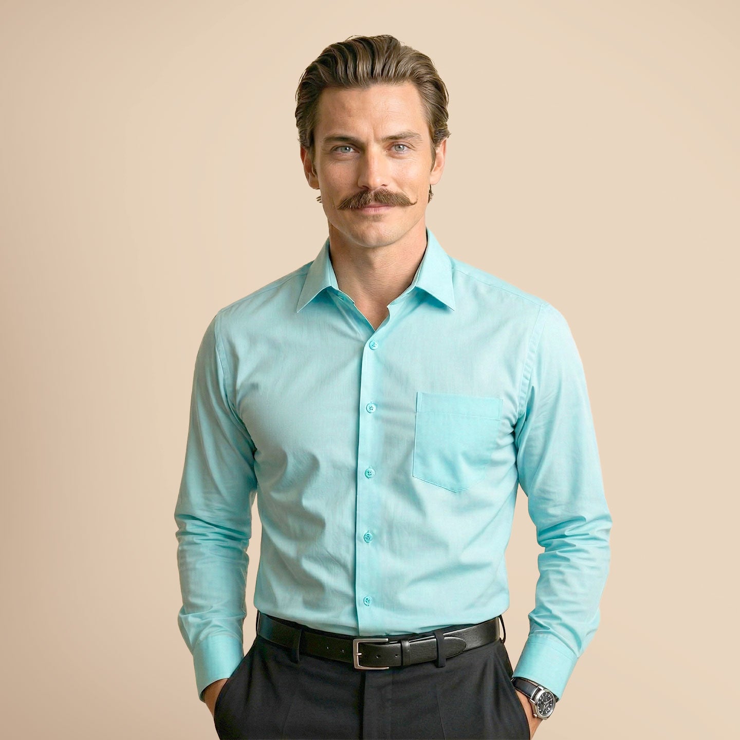 Cambridge Giza Cotton Shirt In Fresh Aqua