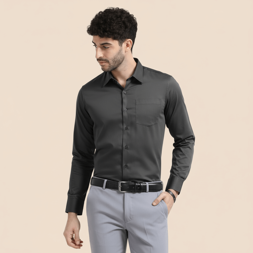 Cambridge Giza Cotton Shirt In Gun Metal