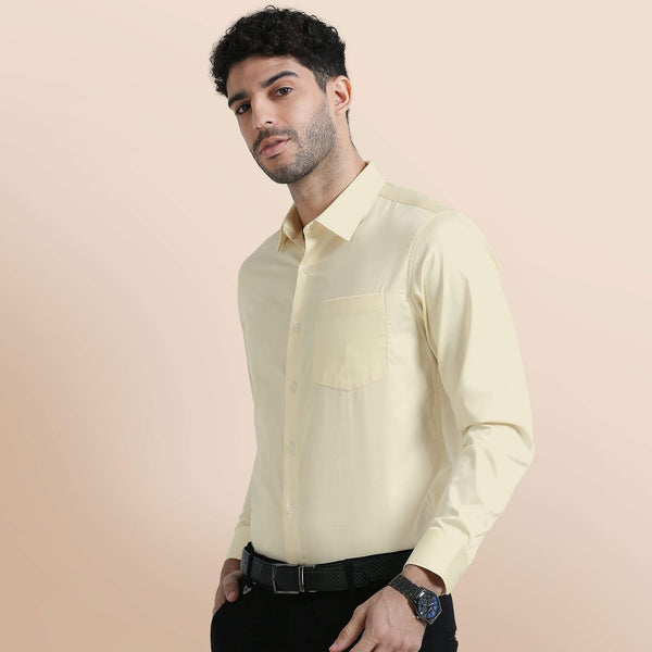 Cambridge Giza Cotton Shirt In Lemon Frost