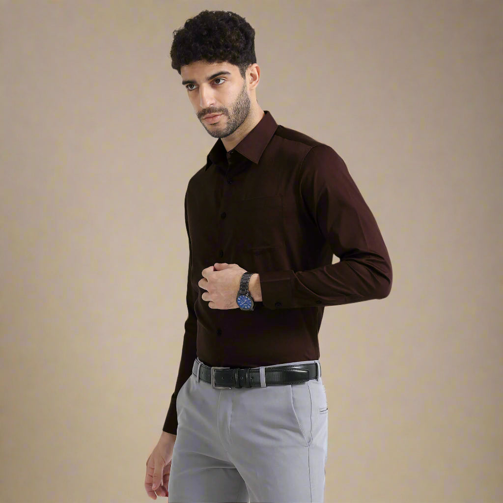 Cambridge Giza coffee cotton shirt For Men By TFC