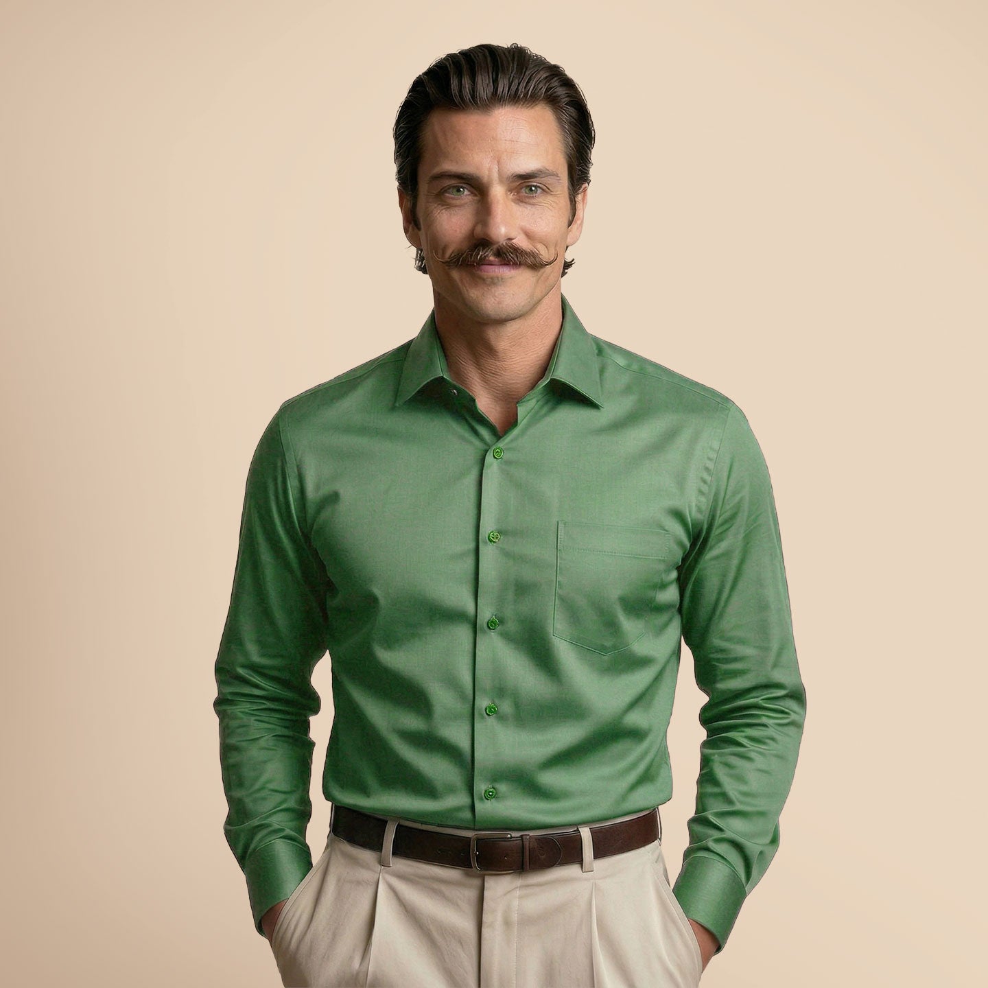 Cambridge Giza Cotton Shirt In Grass Green