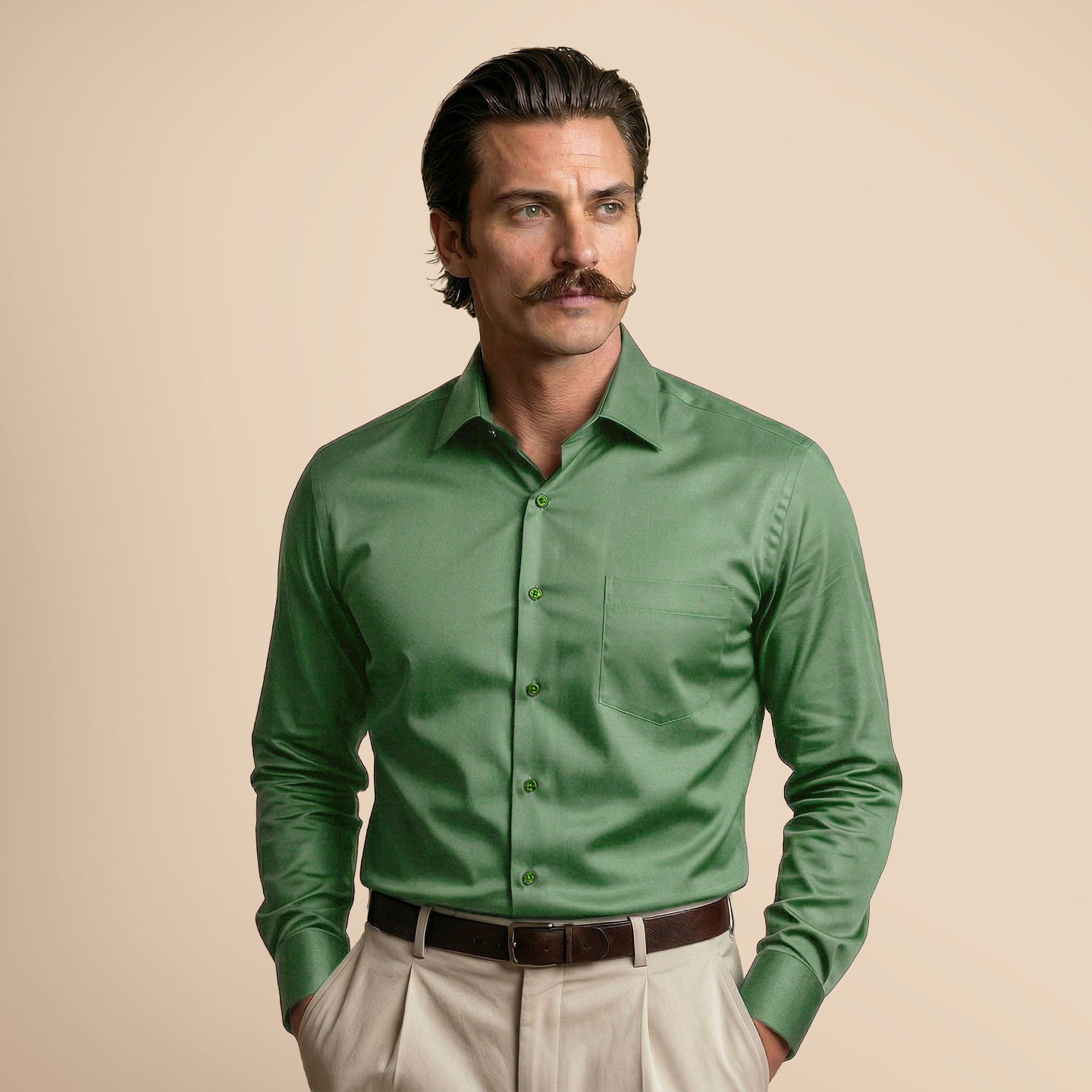 Cambridge Giza Cotton Shirt In Grass Green
