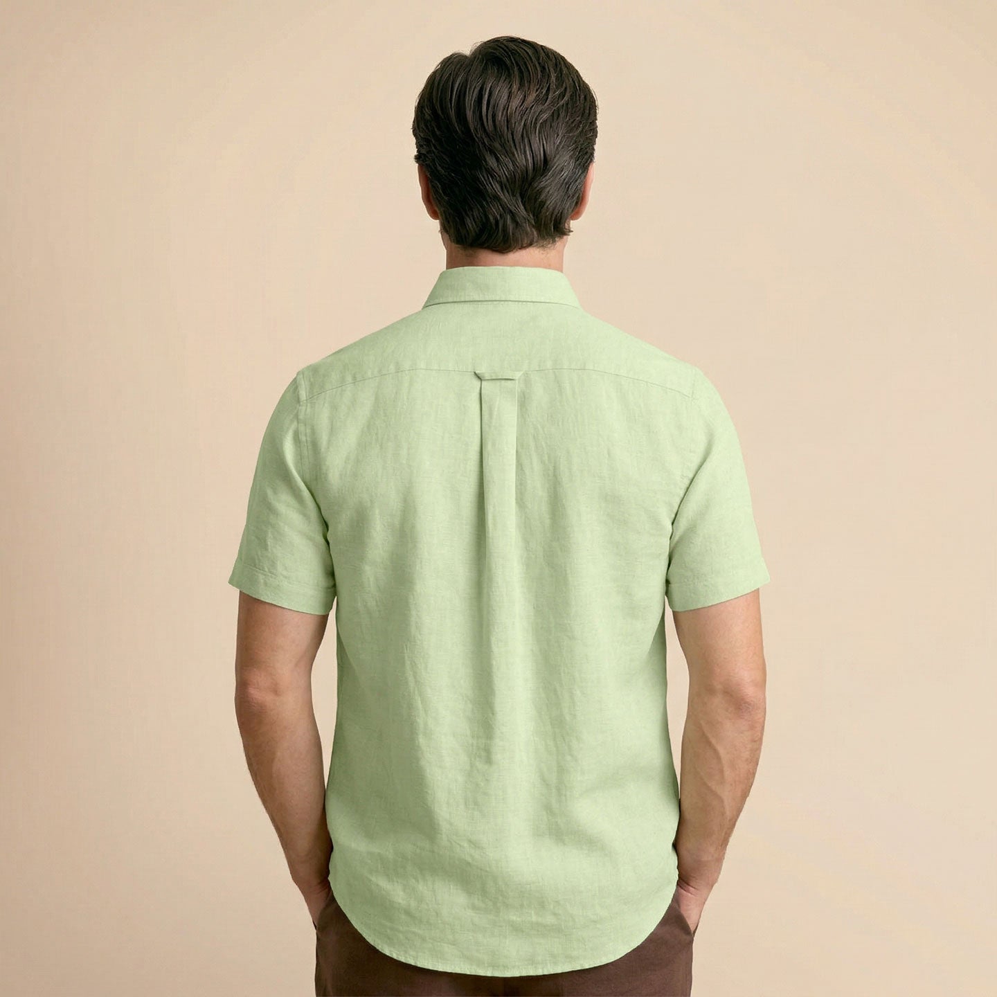 Breeze Linen Full Sleeves Shirt In Leaf Green