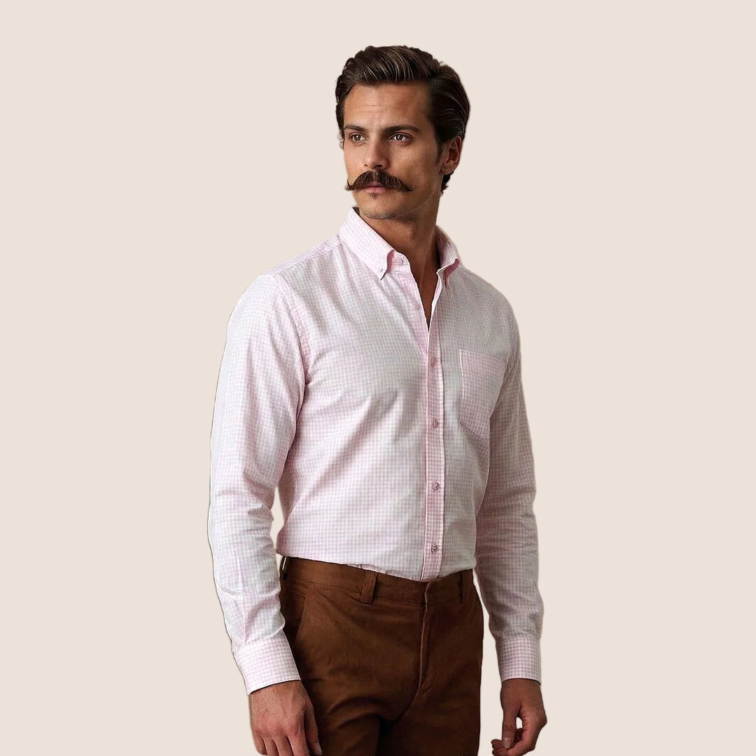 Gingham 2 Ply Check Shirt In Blush Pink