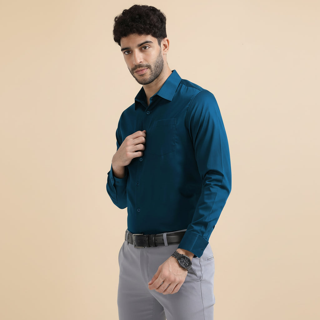 Cambridge Giza Cotton Shirt In Slate Blue