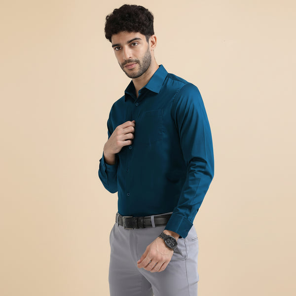 Cambridge Giza Cotton Shirt In Slate Blue
