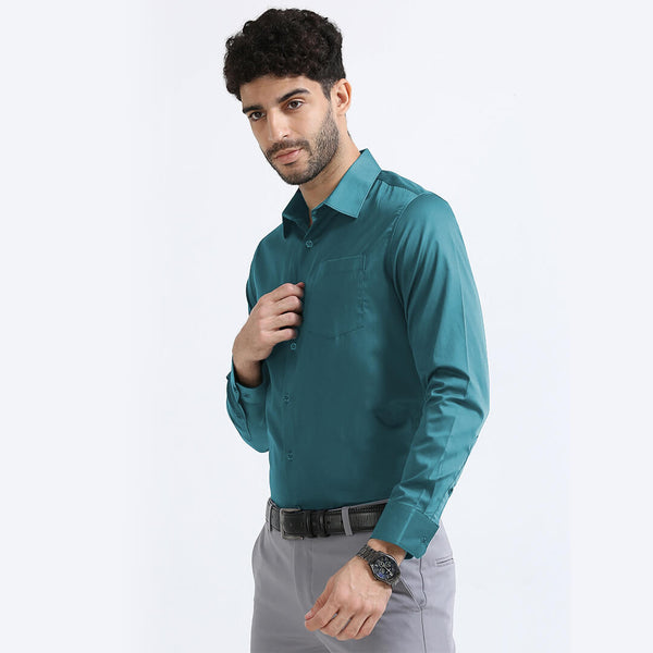Cambridge Giza Cotton Shirt In Teal