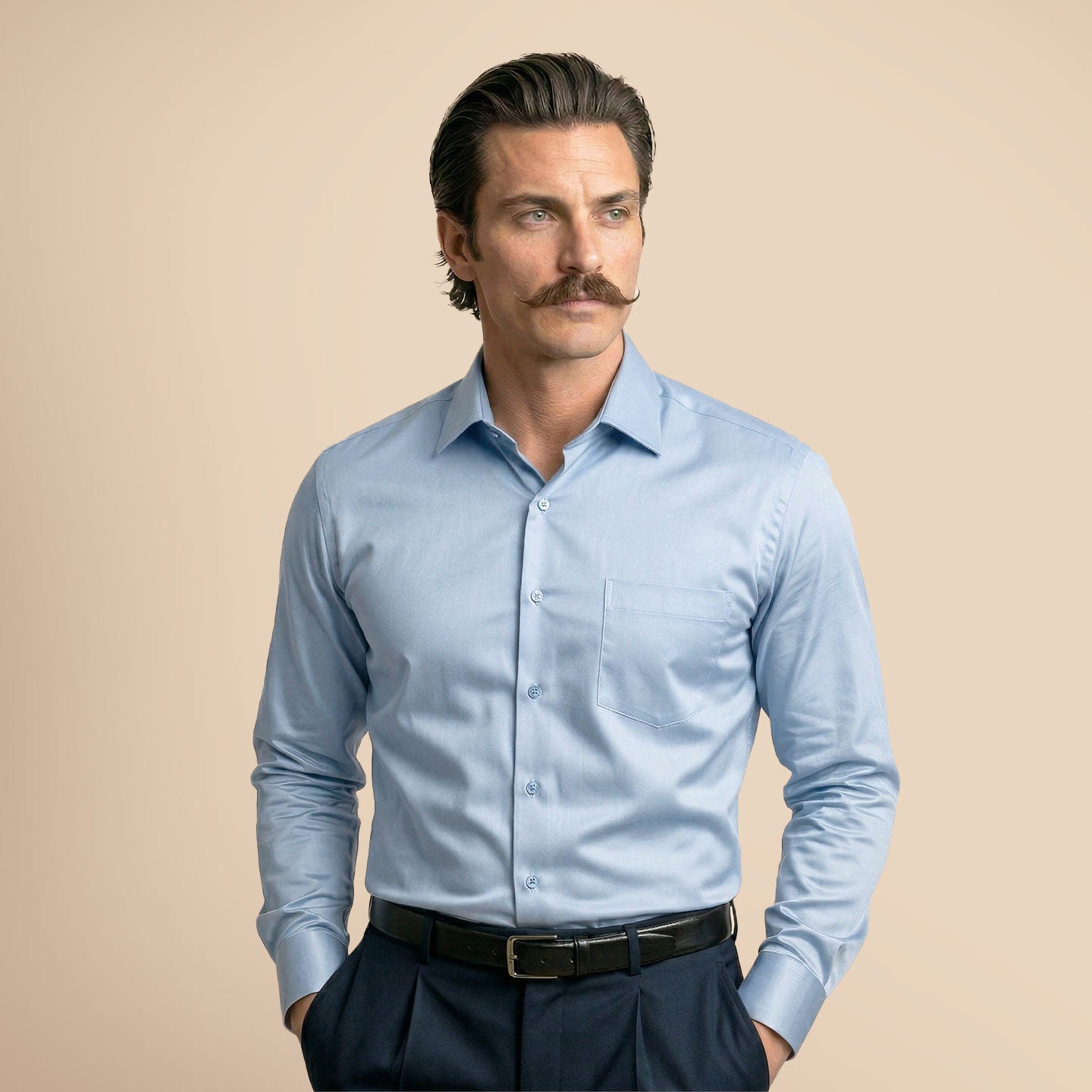 French Cuff Giza Cotton Shirt In Ice Blue