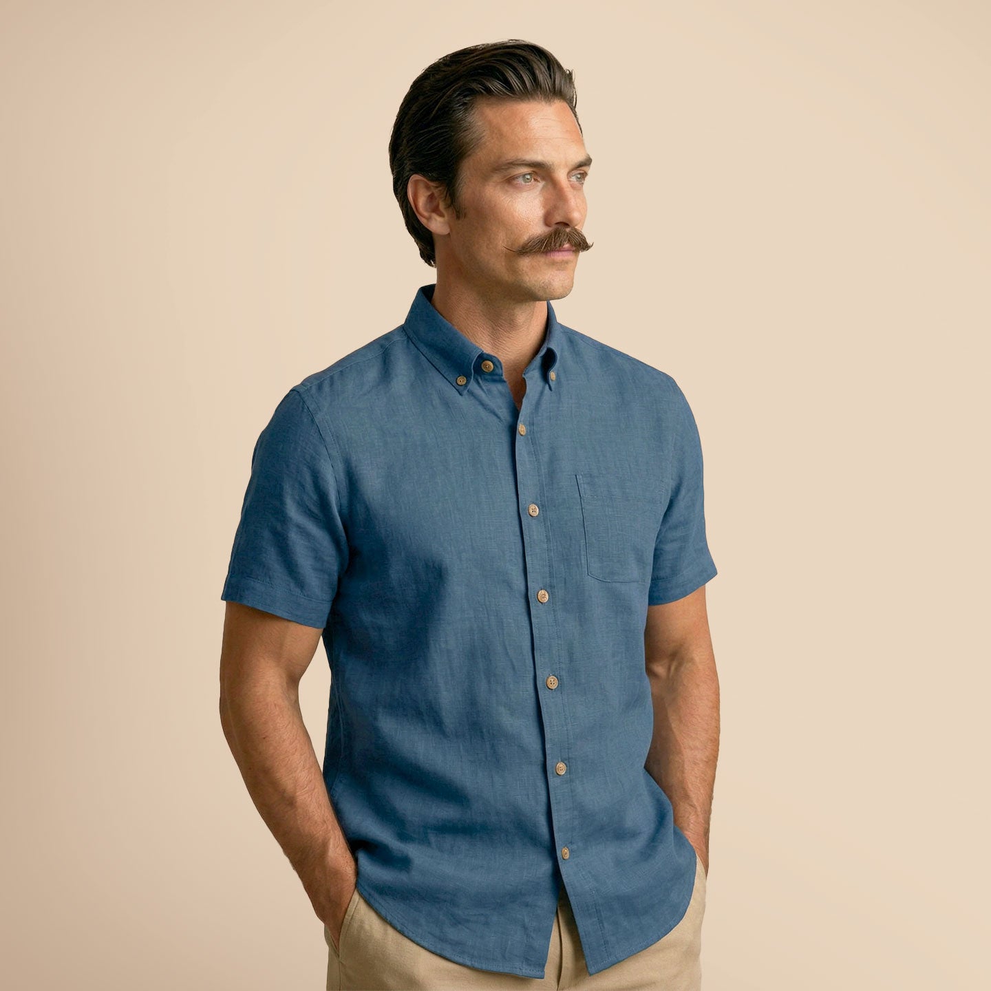 Breeze Linen Half Sleeves Shirt In Indigo
