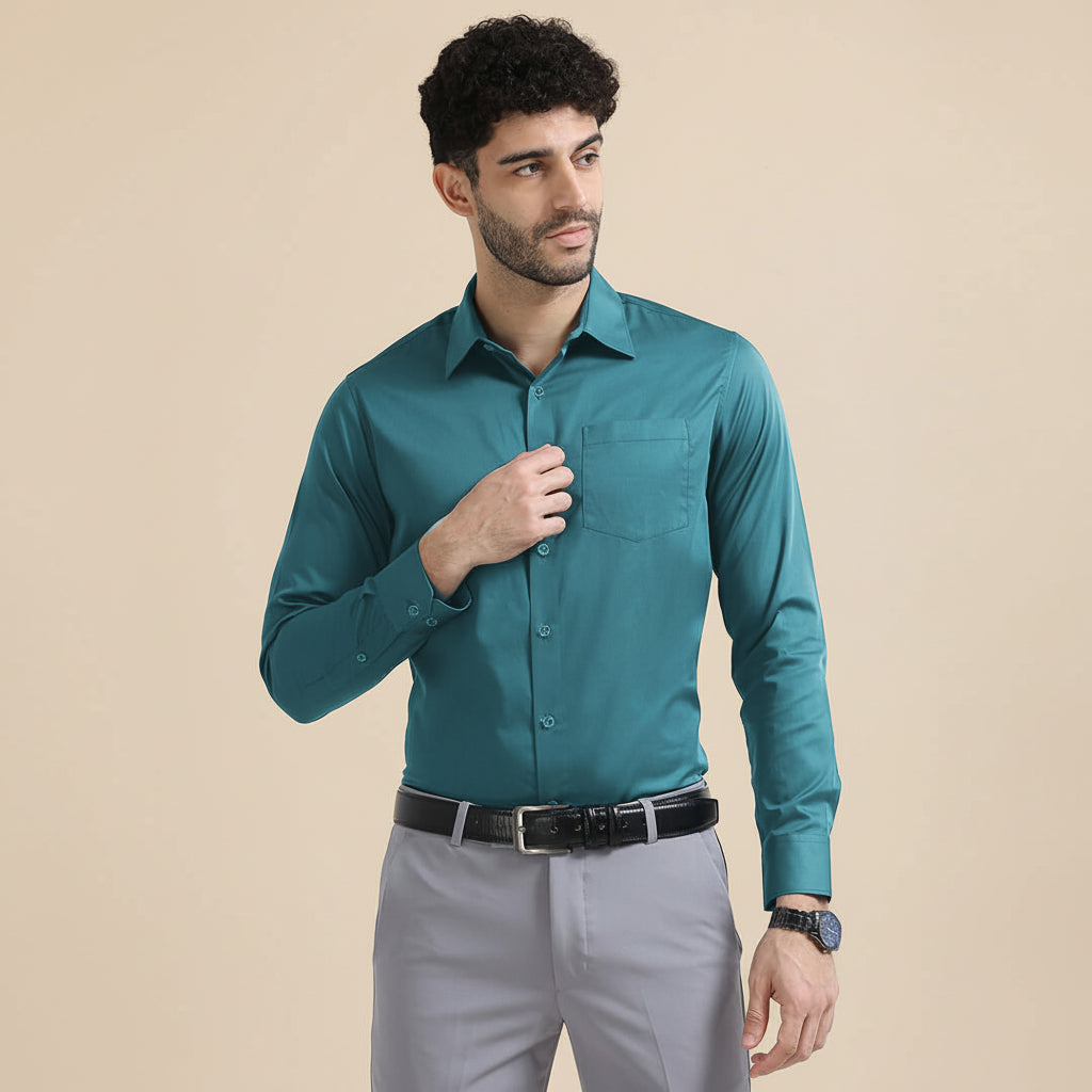 Cambridge Giza Cotton Shirt In Teal