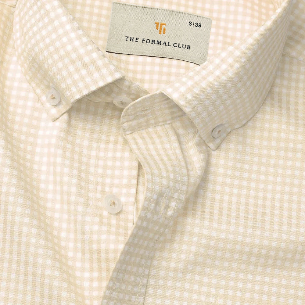Gingham 2 Ply Check Shirt In Ochre