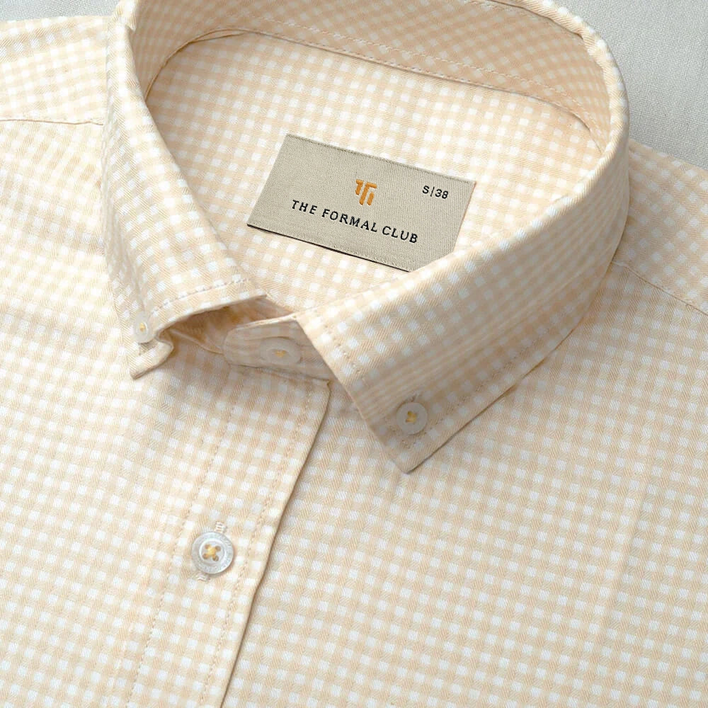Gingham 2 Ply Check Shirt In Ochre