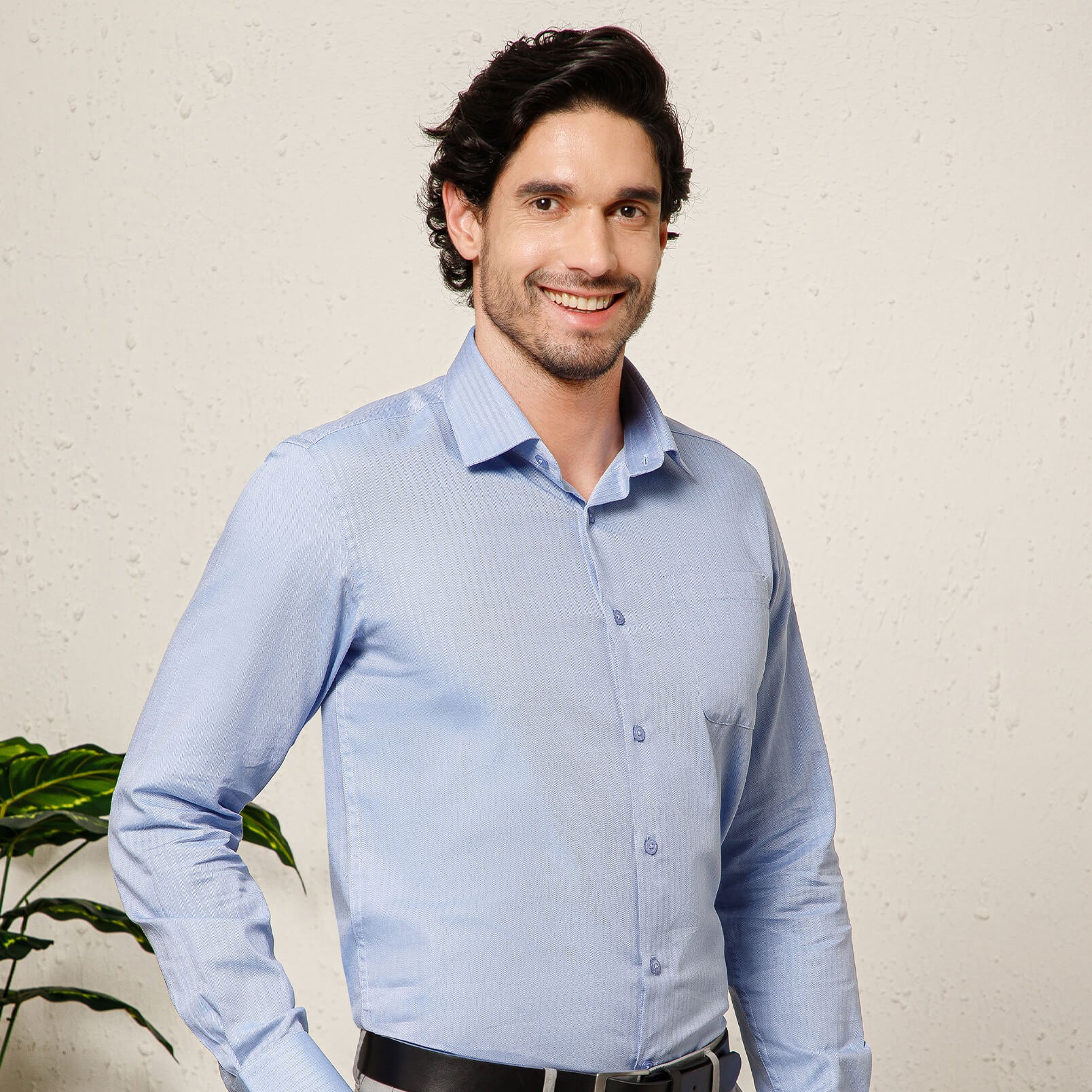 Imperial Herringbone 2 Ply Giza Shirt In Cornflower