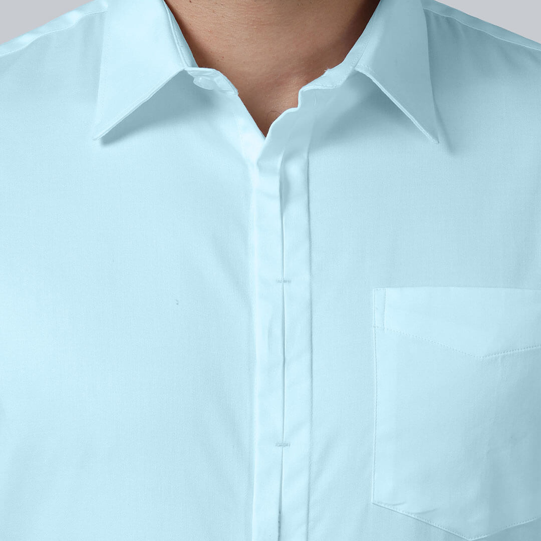 Keneth Sky Blue Shirt with Signature Concealed  Placket & French Cuff