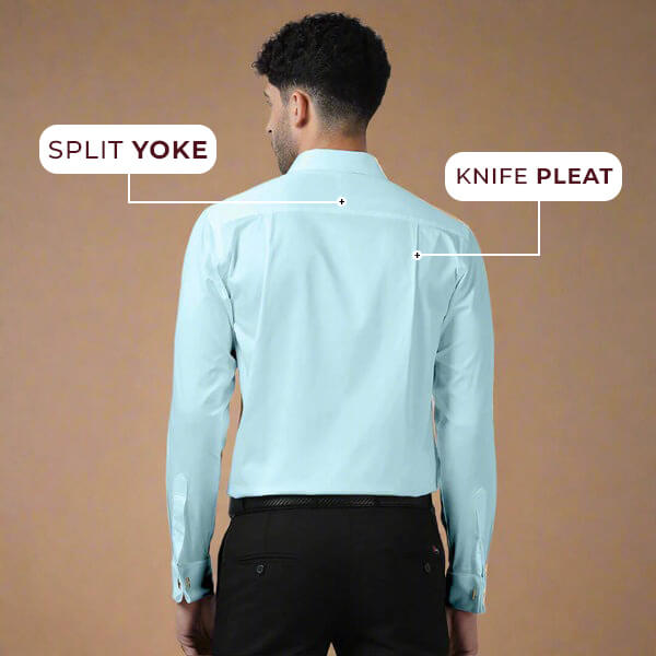 Keneth Sky Blue Shirt with Signature Concealed  Placket & French Cuff
