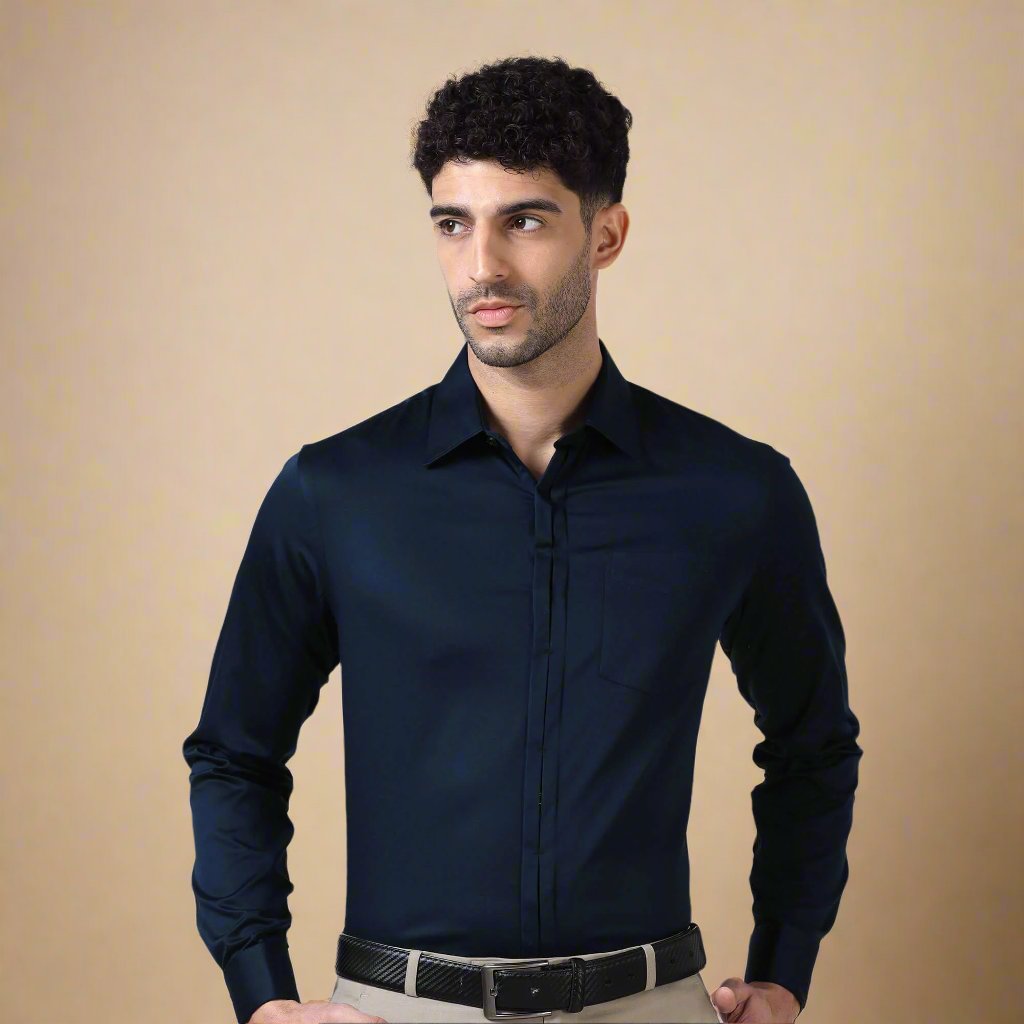 Navy dress shirt for office by TFC