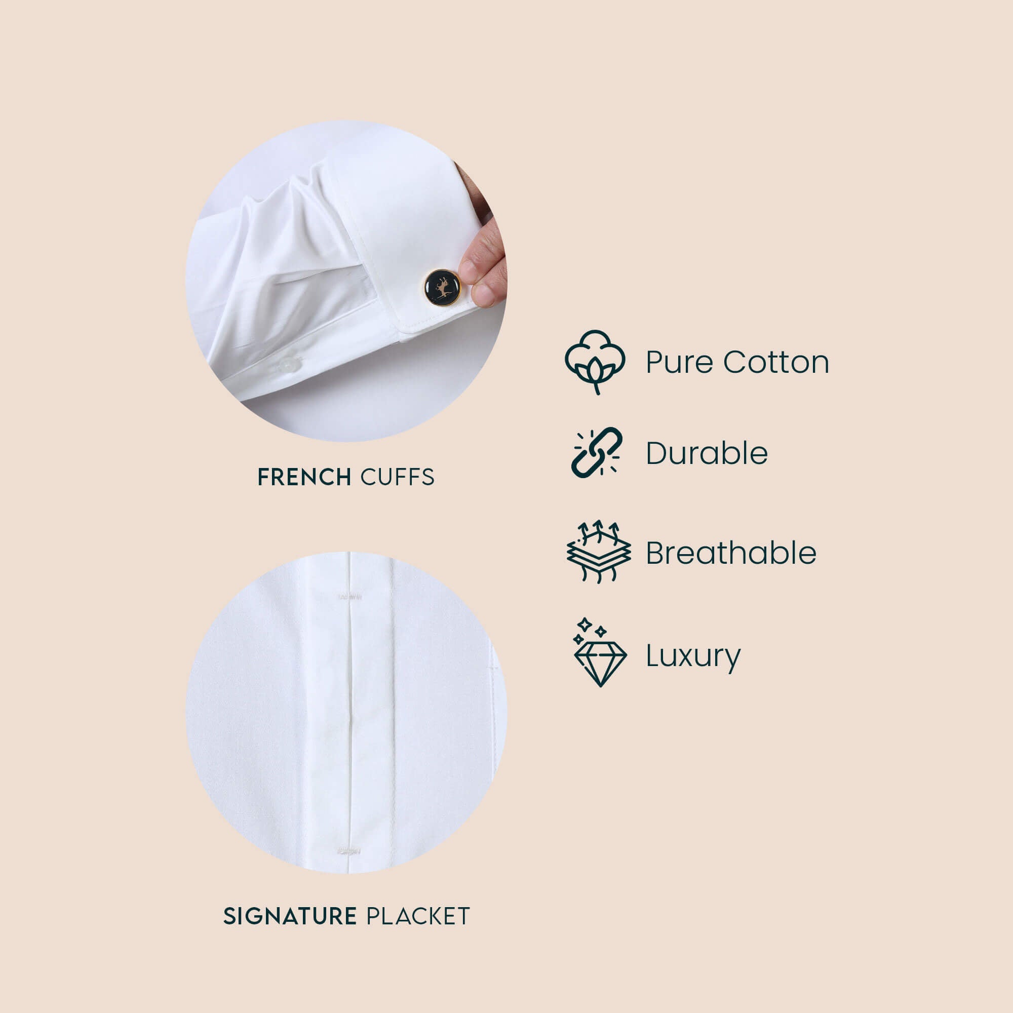 French cuff with cufflink detail by TFC