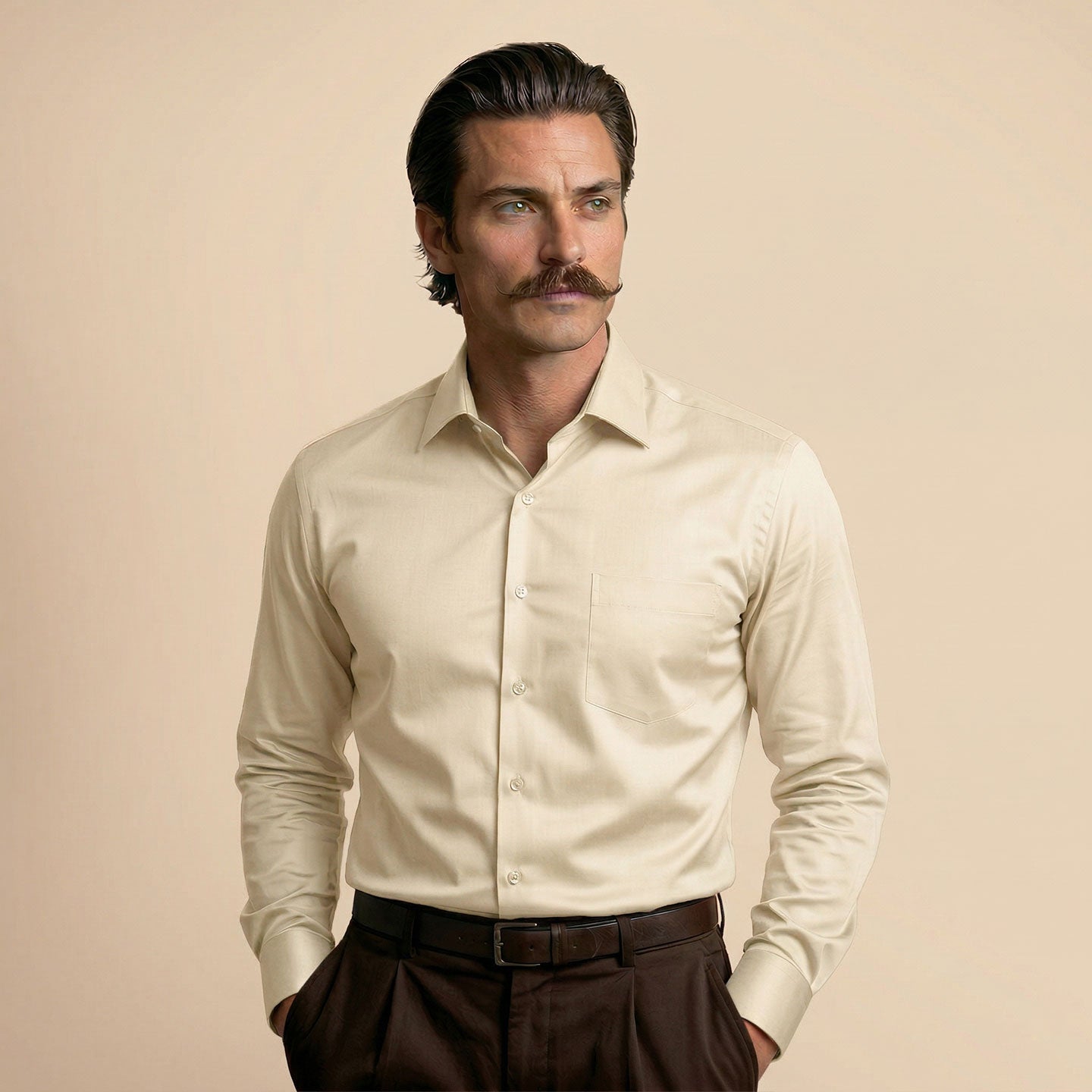 French Cuff Giza Cotton Shirt In Lemon Frost
