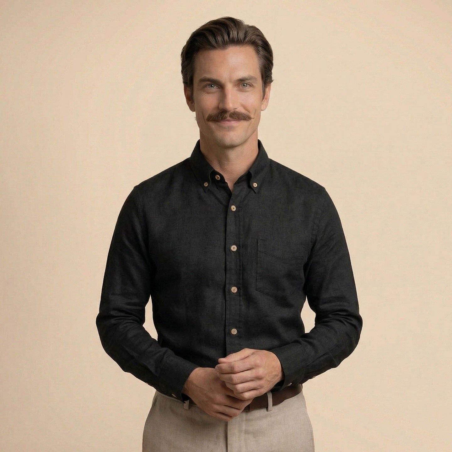 Breeze Linen Full Sleeves Shirt In Midnight