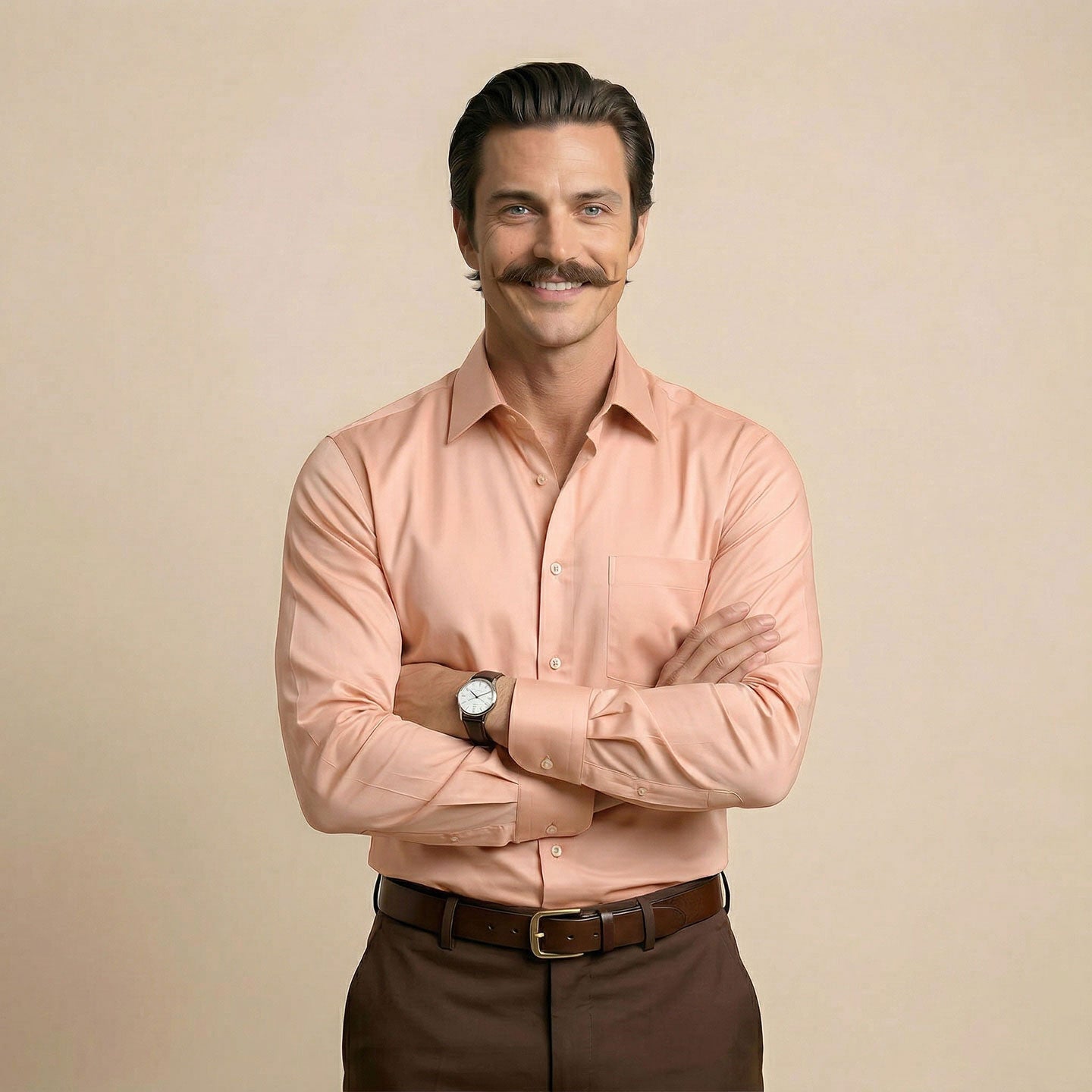 Cambridge Giza Cotton Shirt In Peach Fuzz