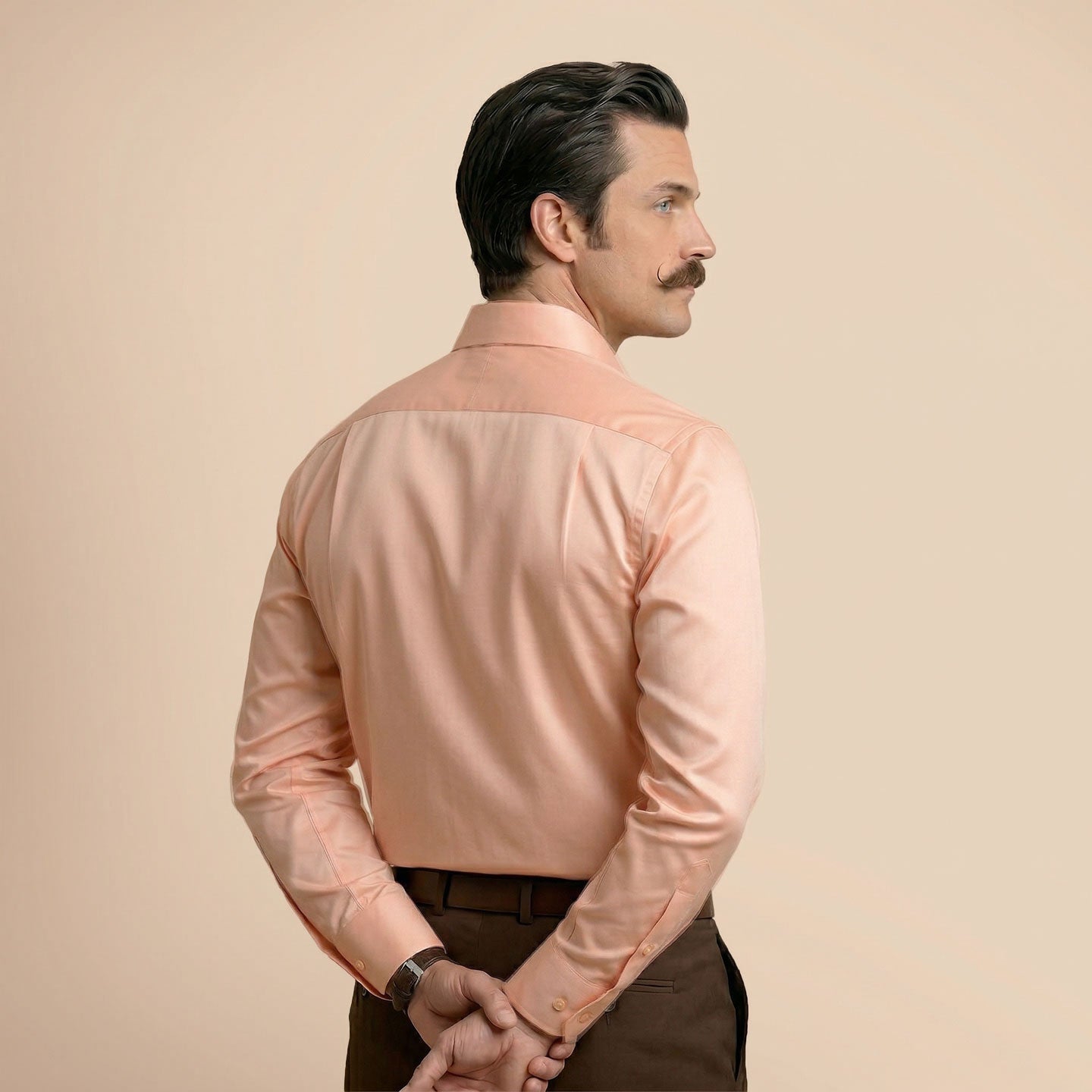 Cambridge Giza Cotton Shirt In Peach Fuzz