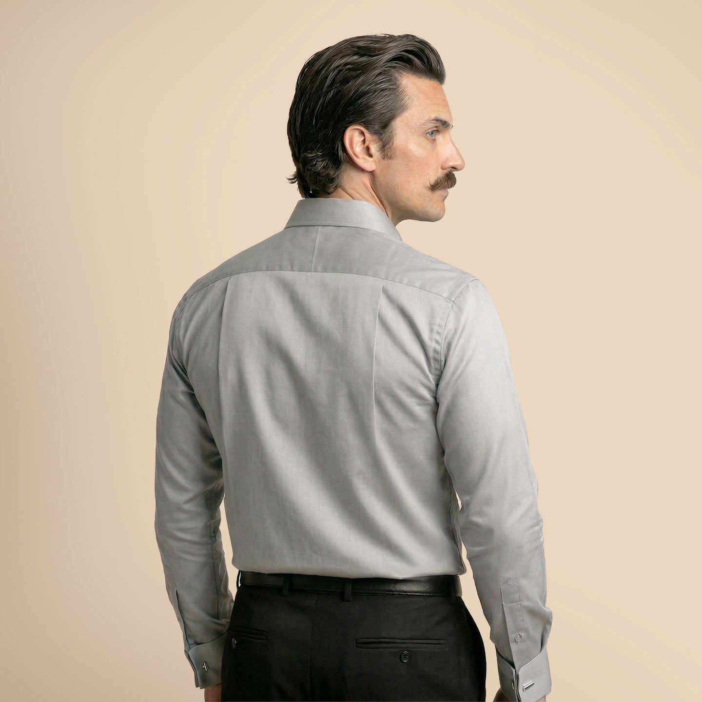 French Cuff Giza Cotton Shirt In Pewter