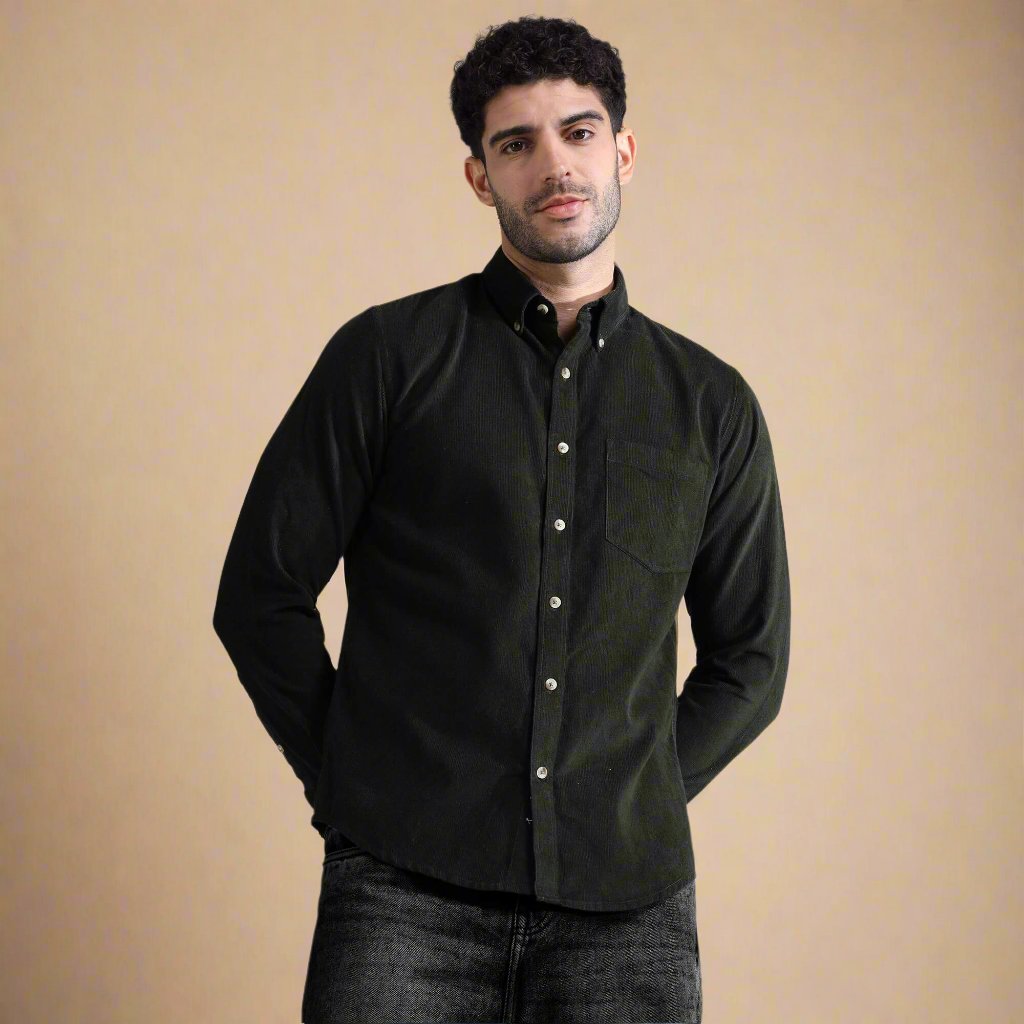 Buy Cruise Corduroy Shirt in Pine Green by TFC