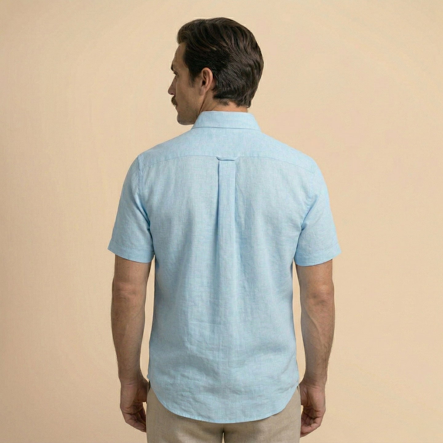 Breeze Linen Half Sleeves Shirt In Powder Blue