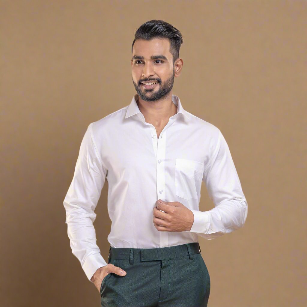 Classic White Giza Cotton Formal Shirt For Men By TFC