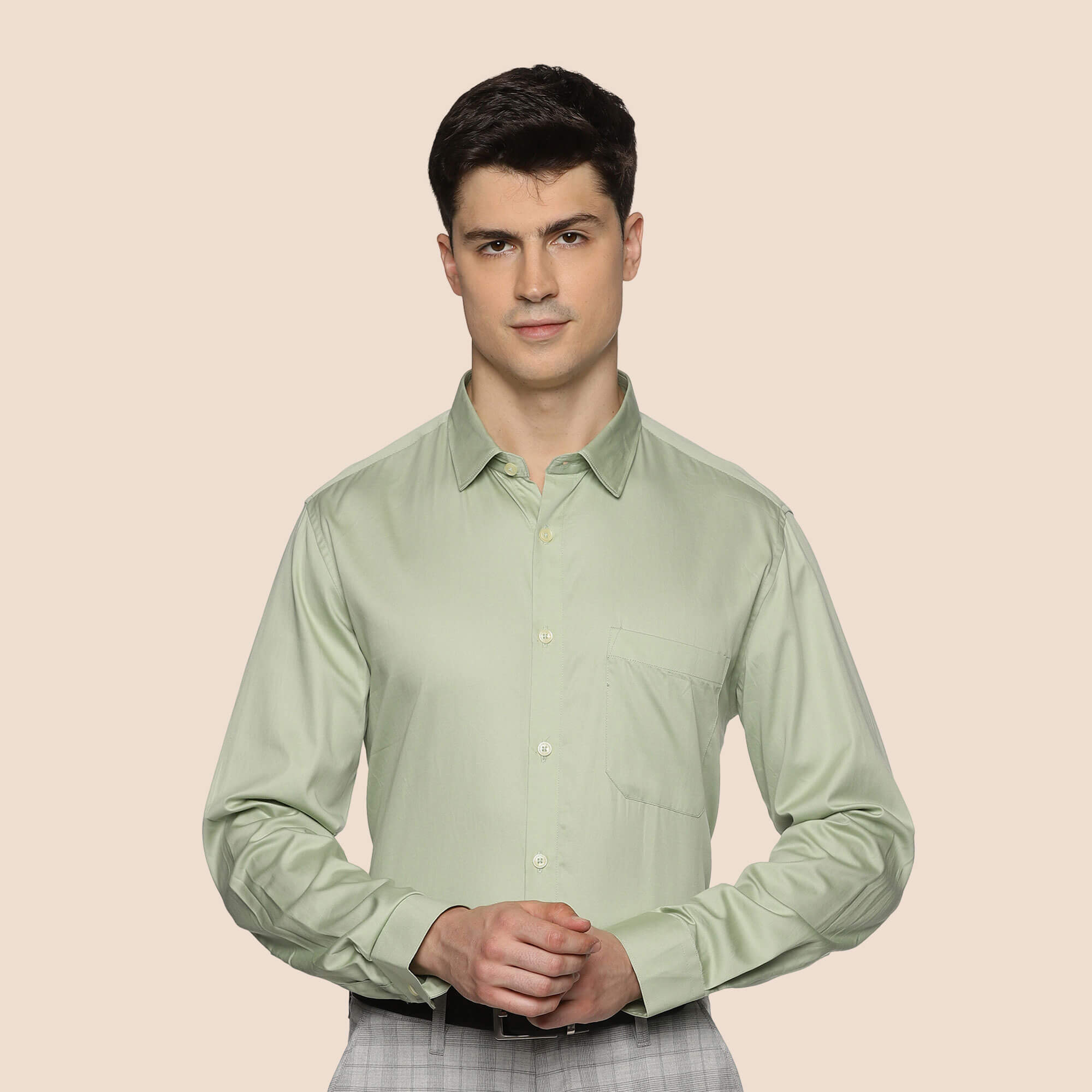 Light Green Giza Cotton Shirt For Men By TFC