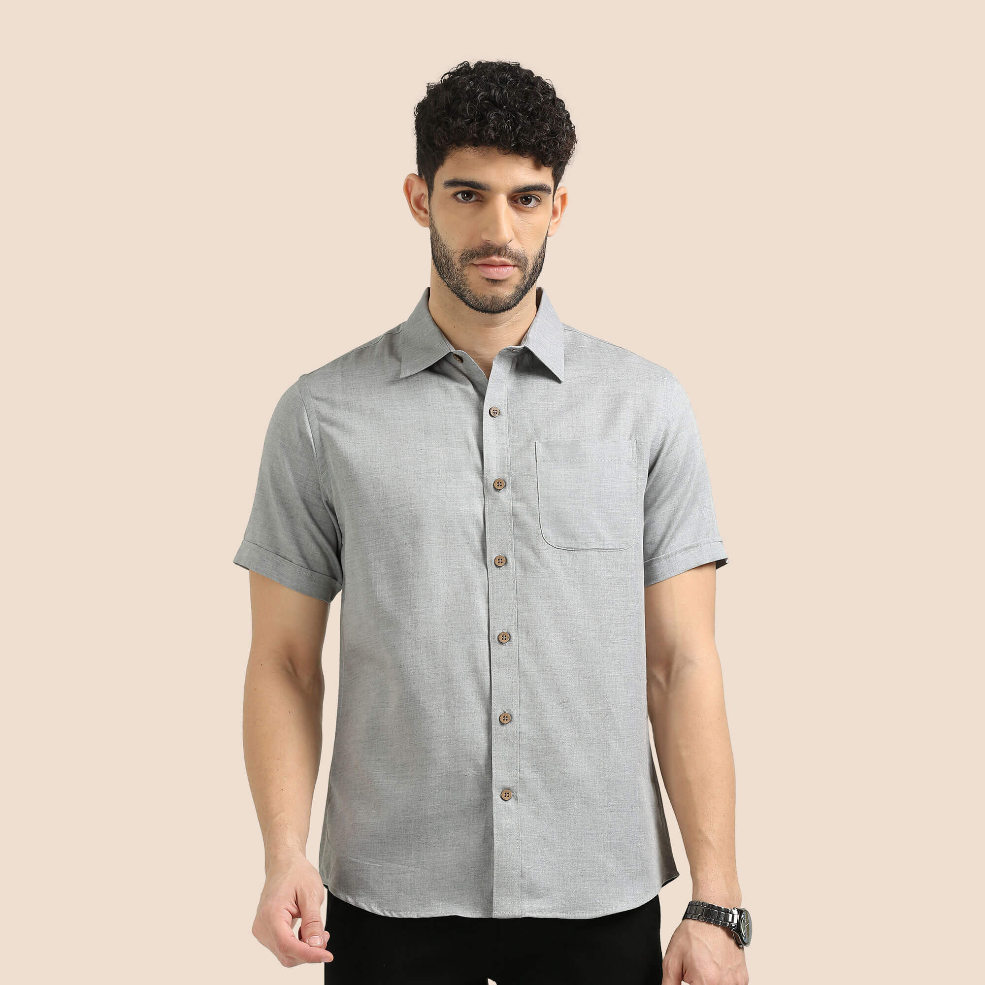 Charcoal Melange Lyocell Shirt by TFC