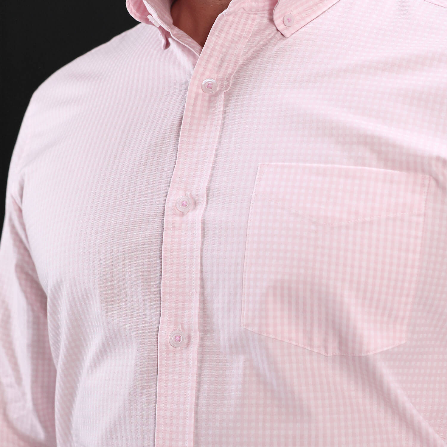 Gingham 2 Ply Check Shirt In Blush Pink