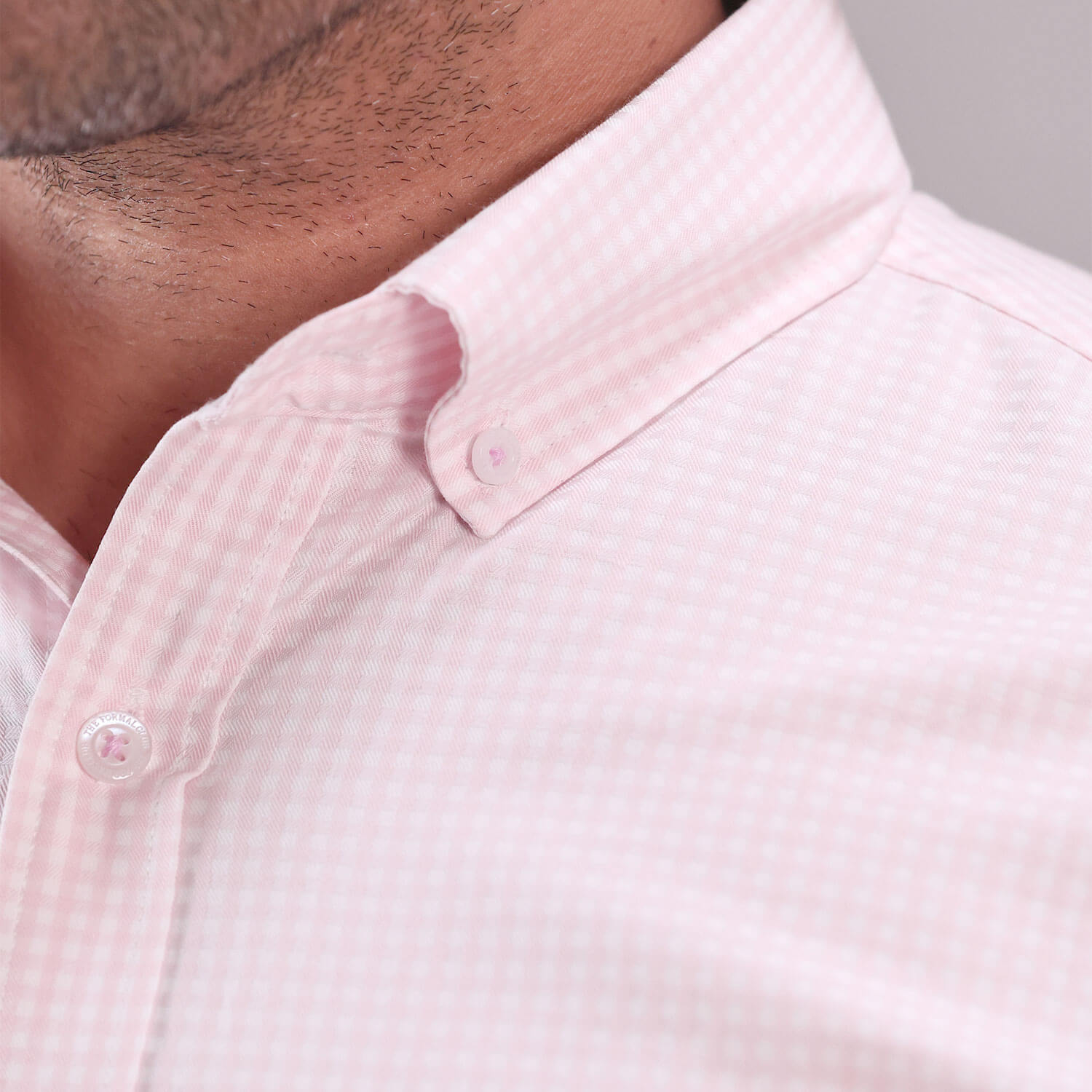 Gingham 2 Ply Check Shirt In Blush Pink