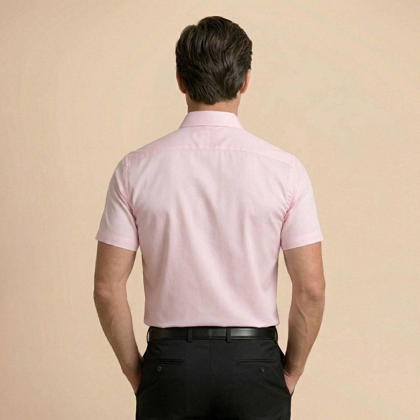 Ashley Half Sleeves Giza Cotton Shirt In Powder Pink