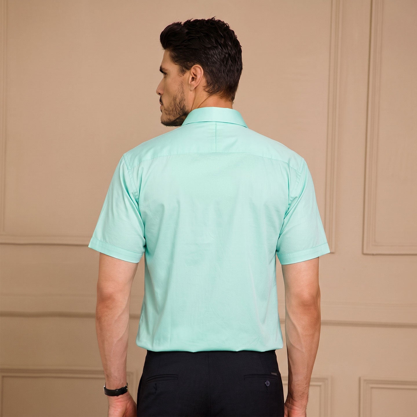 Ashley Half Sleeves Giza Cotton Shirt In Fresh Aqua