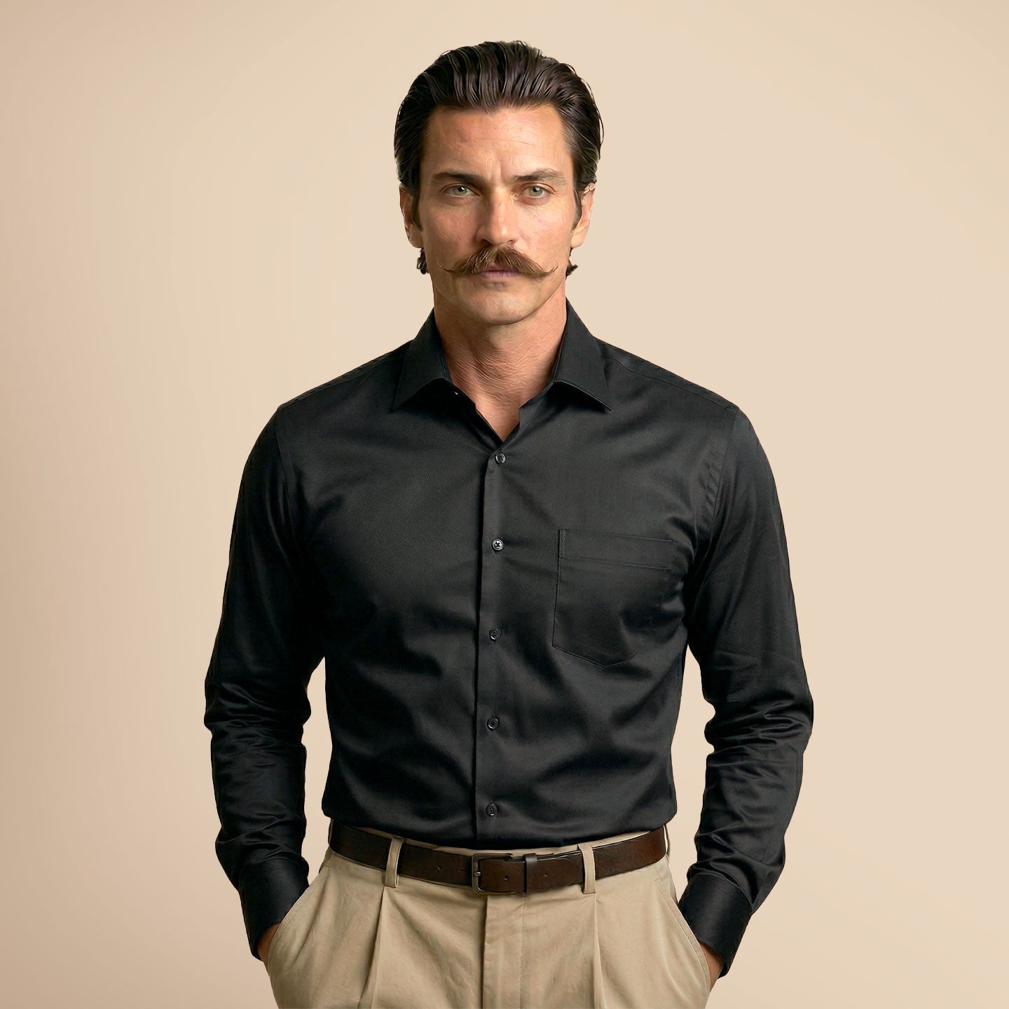 French Cuff Giza Cotton Shirt In Raven