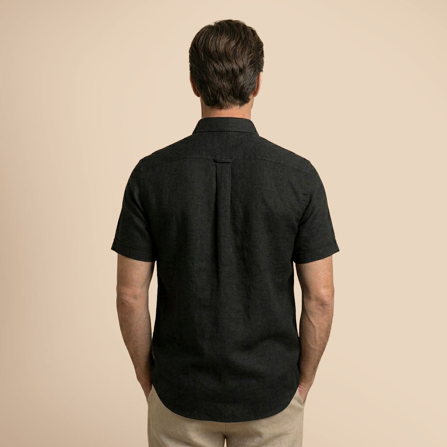 Breeze Linen Half Sleeves Shirt In Raven