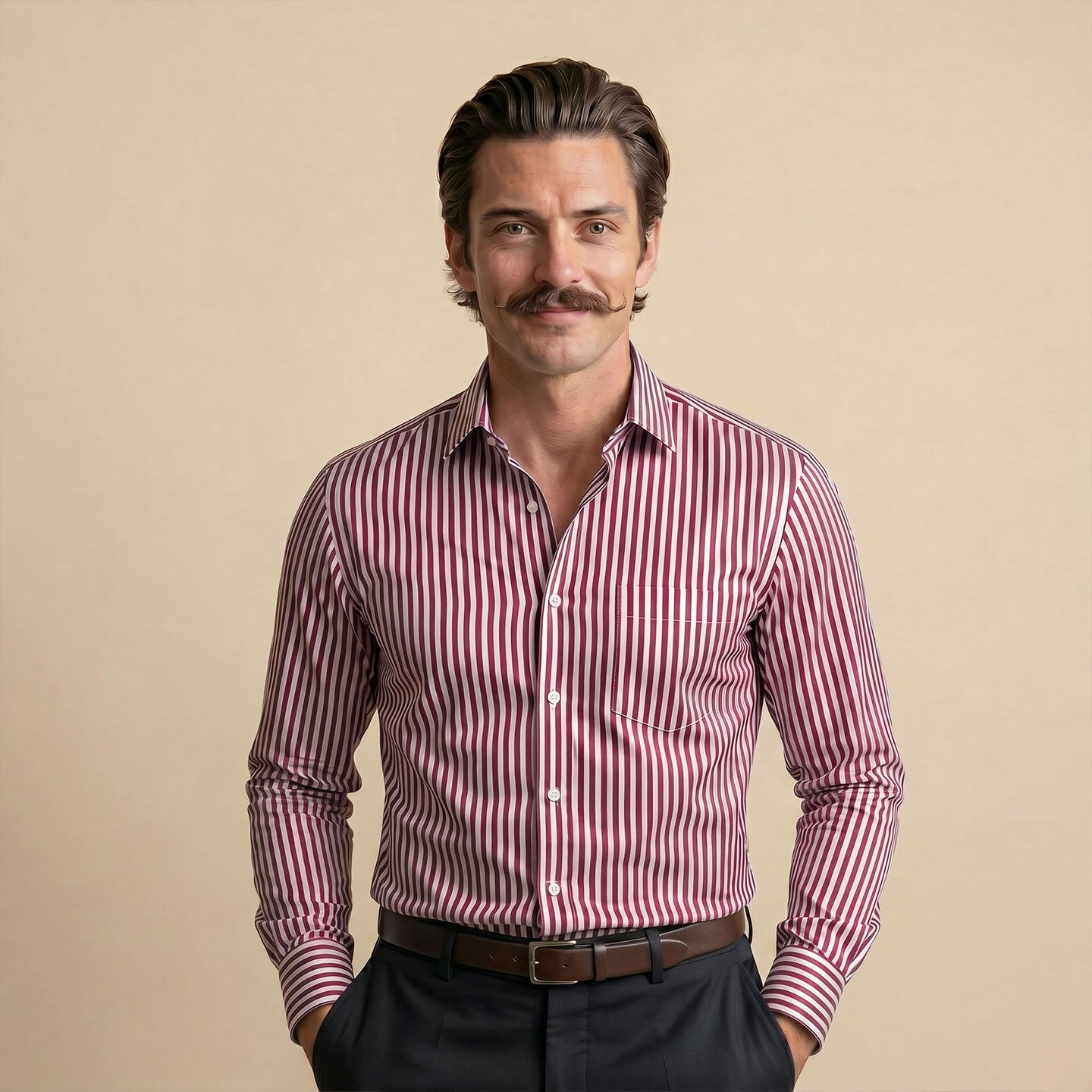 Boardroom Bengal Stripes Shirt In Ruby