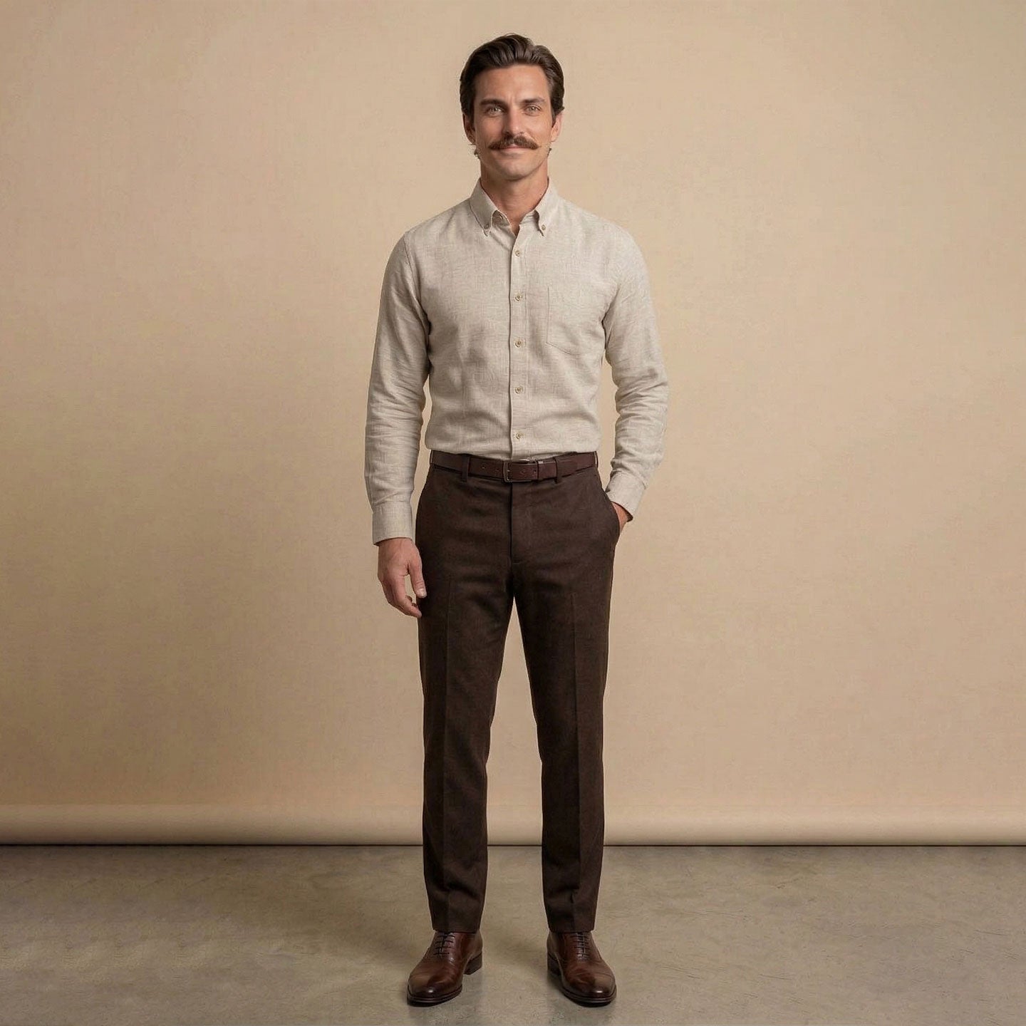 Breeze Linen Full Sleeves Shirt In Mushroom