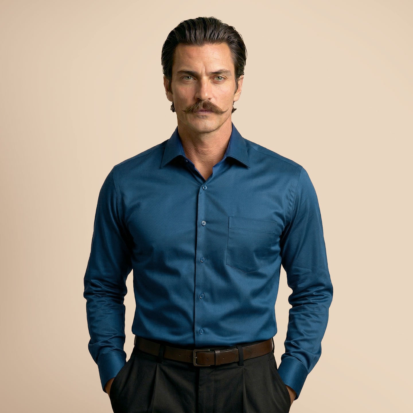 French Cuff Giza Cotton Shirt In Slate Blue