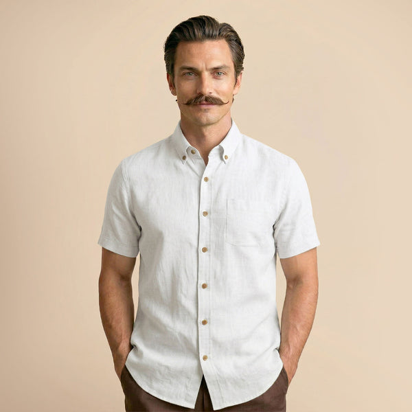 Breeze Linen Half Sleeves Shirt In Snow