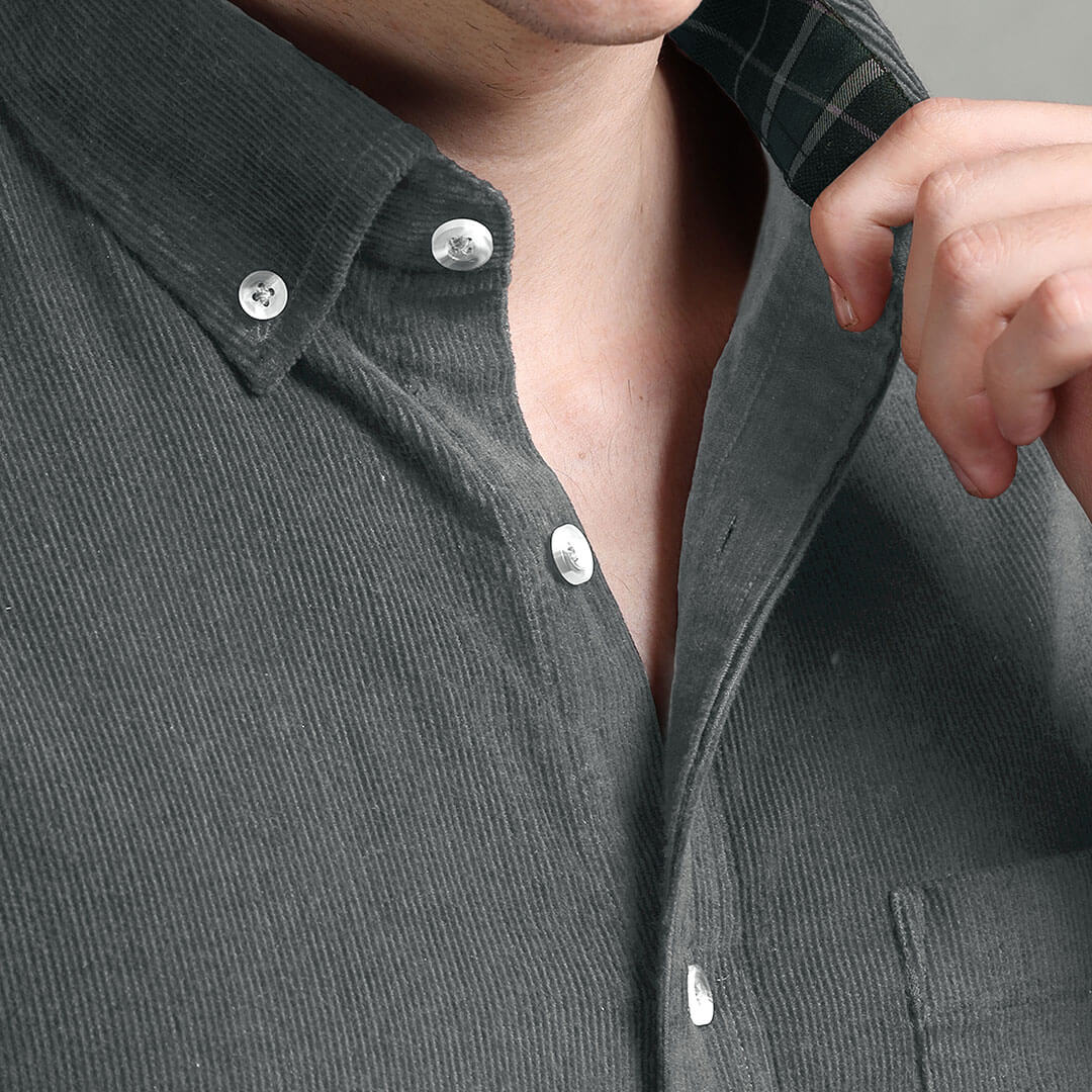 Cruise Corduroy Shirt In Steel Grey