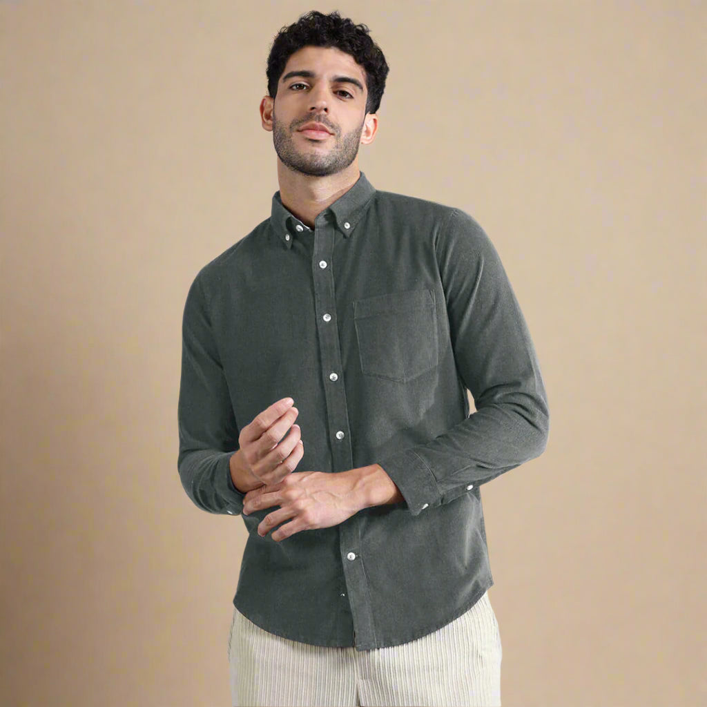 Cruise Corduroy Shirt In Steel Grey