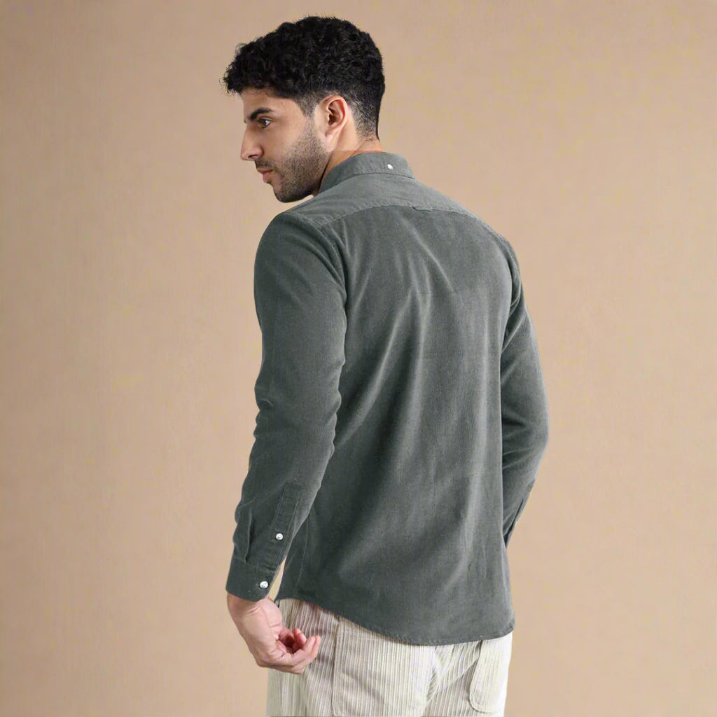 Cruise Corduroy Shirt In Steel Grey