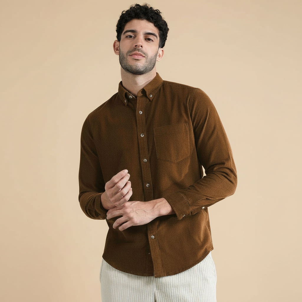 Cruise Corduroy Shirt In Tan